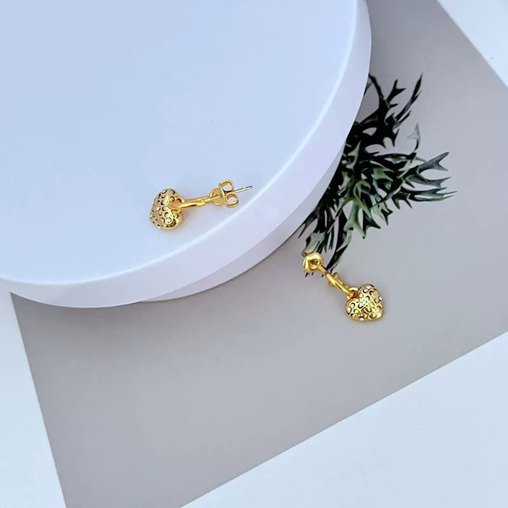 Coach Heart Inlaid Rhinestone Earrings - Picture 2 of 6